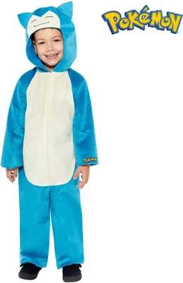 Pokemon Kostüm Relaxo für Kinder 3-10 Jahre blau Filmheld Tier Fasching Karneval Mottoparty Lizenzkostüm Manga Comic Serie Kinderfasching