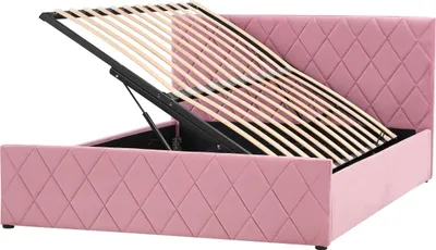 Zdjęcie produktu dla BELIANI Łóżko z pojemnikiem różowe welurowe 140 x 200 cm rama ze stelażem pikowane wezgłowie