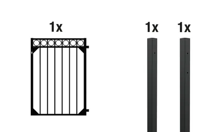 Image de Alberts 510138 Kit de porte individuelle Circle, à bétonner, noir mat, hauteur 120 cm, largeur 1 m