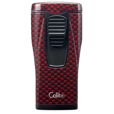 Produktbild von Colibri 1928 Monaco LI880T - Zigarrenfeuerzeug - dreifach Jet Flamme, rot-schwarz-carbon