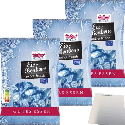 Produktbild von Hofgut Eisbonbons 3er Pack (3x150g Beutel) + usy Block