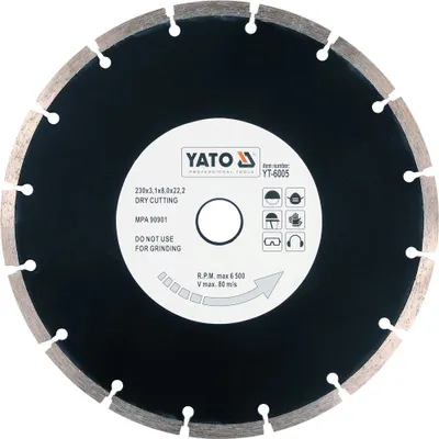 Obrázek produktu pro Yato YT-6005, Řezací disk, Cihla, Betonový, Žula, Zdivo, Kámen, Yato, 2,22 cm, 23 cm, 2,7 mm