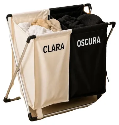 Obrázek produktu pro Koš na prádlo, dvoukomorový, skládací, vícebarevný