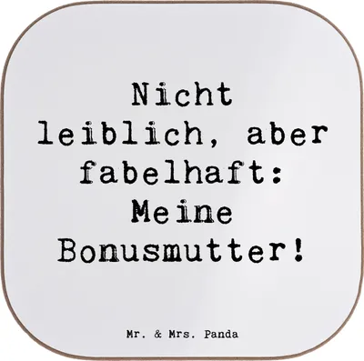 Produktbild von Mr. & Mrs. Panda Tischuntersetzer Spruch Bonusmutter - Weiß - Geschenk, einzigartige Designs, gläseruntersetzer, Untersetzer für Gläser, Coaster, Familie, Fürsorge, Glas