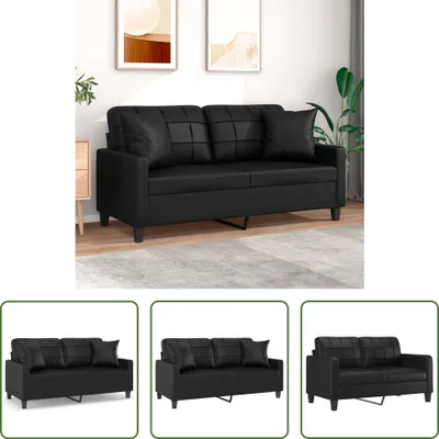 Zdjęcie produktu dla The Living Store 2-osobowa sofa z dekoracyjnymi poduszkami czarna 140 cm sztuczna skóra