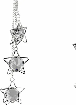 Produktbild von Deko Hänger 3 Sterne mit Kristallsteinen L. 24cm silber Formano W24