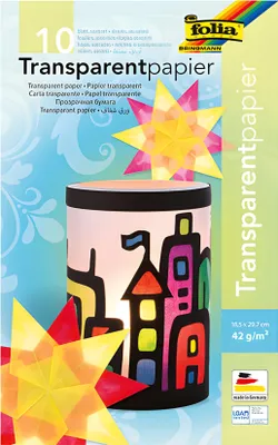 Immagine prodotto di Carta da lucido 21x30cm 10 fogli di colori assortiti in cartella con cerniera