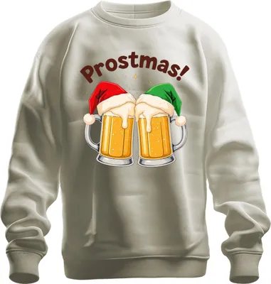 Produktbild von Prostmas Bierkrug Bier Weihnachten lustig Geschenk Party Vintage Uni Sweatshirt Pullover, Natur, 3XL