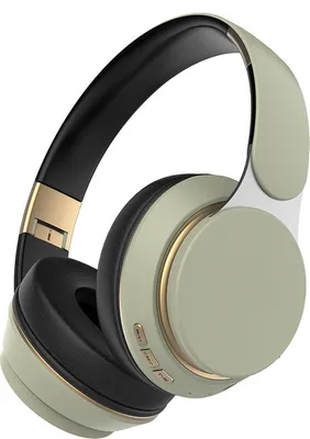 Produktbild von akokie Kopfhörer Grün Bluetooth Over-Ear Faltbar Schalldämmung Mikrofon Wiederaufladbar für Smartphone Tablet PC ABS Memory-Schaum-Ohrpolster 18x19x7.5cm