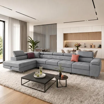 Produktbild von MUFFO Ecksofa WILD XXL Links mit Schlaffunktion 125x240 Velours Grau