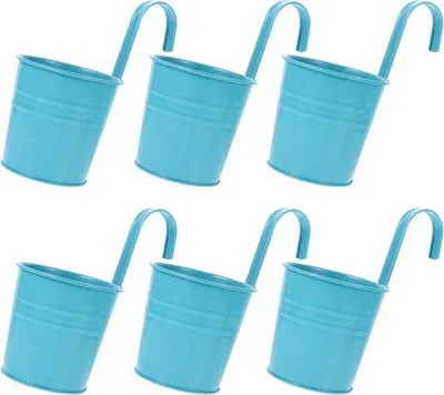Produktbild von Famanu Hängende Blumentöpfe - Metall, Lila, 6 Stück