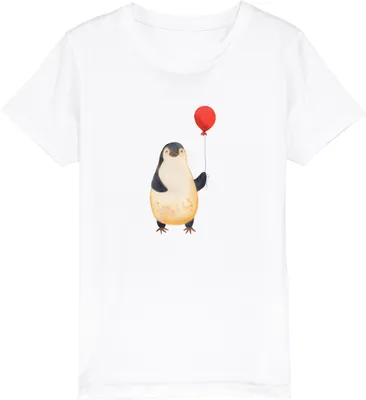 Produktbild von Mr. & Mrs. Panda Kleinkinder T-Shirt Pinguin Luftballon 5-6 Jahre (110/116) - Weiß - Geschenk, Motivation, Kinder Bio, Kindershirt, Geschenkidee, Jahrmarkt, Baumwoll