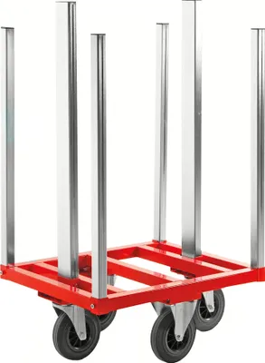 Produktbild von Kongamek Transportwagen 800x600x1215mm in rot mit 300kg Tragkraft mit Bremse für Palettenwagen