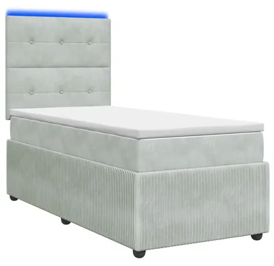 Immagine prodotto di Letto a molle LED con materasso grigio chiaro 90 x 200 cm in velluto