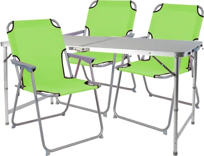 Produktbild von 4-teiliges Campingmöbel Set Alu 120x60x58/70cm Limegrün