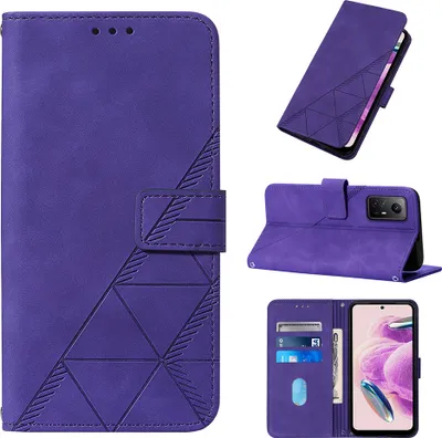 Produktbild von Hülle für Xiaomi Redmi Note 12s 4G Prägung Flip Leder Kartenfächer Schutzhülle mit Ständer Lila