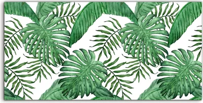Produktbild von Coloray Spritzschutz aus Glas 120x60  Wandkunst Küchenrückwand Foto Bild Tropisches Blatt Aquarell