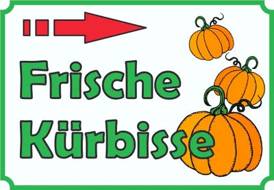 Produktbild von Verkaufsschild Schild Kürbis zu verkaufen  Pfeil nach rechts A3 (297x420mm)