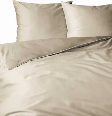 Zdjęcie produktu dla Detexpol Pościel satynowa 160x200 jasny beż z lamówką Mako Satin 62