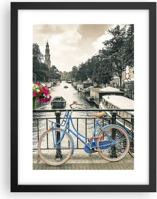 Produktbild von Gerahmtes Poster - Schwarzer Rahmen - Amsterdam Fahrräder Brücke - 30x40 cm - Wand Bild - Wanddeko - Wandbilder - Kunstposter - Wandposter - Bilderrahmen - Bilder - Kunstdruck - P2BPA30x40-4503