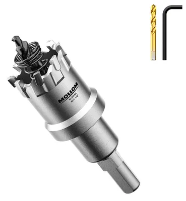 Productafbeelding van 1-1/8" (29mm) zware hardmetaal gatenzaag met 2 geleideboren