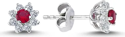 Produktbild von Diamant Rubin Ohrringe Ohrschmuck 14 Karat Weißgold