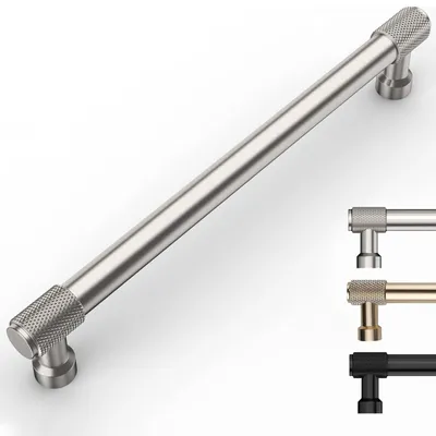 Möbelgriffe, 10 Stück, gebürstetes Nickel, Lochabstand 192 mm