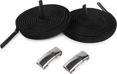 Obrázok produktu pre INF Elastické šnúrky do topánok s prackou 1 pár Čierna/strieborná