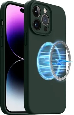 Imagen del producto de Funda de silicona magnética MagSafe para iPhone 15 Pro (verde)