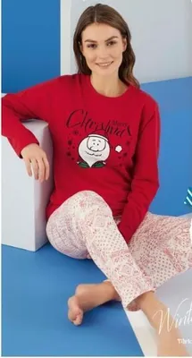 Immagine prodotto di Signore Pigiama Natale Pigiama XL Set Lungo Inverno Caldo C-48
