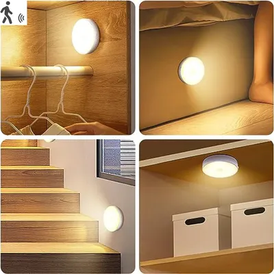 Produktbild von Sross Wandleuchte LED Nachtlicht,mit Bewegungsmelder, LED Wandlampe, Akku Kabellose Wandlampe,LED Nachttischlampe,USB Aufladbar , Warmlicht