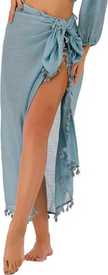 Produktbild von ASKSA Damen Strandkleid Semi Sheer Bademode Bikini Cover Ups Kurzer Rock, Blau