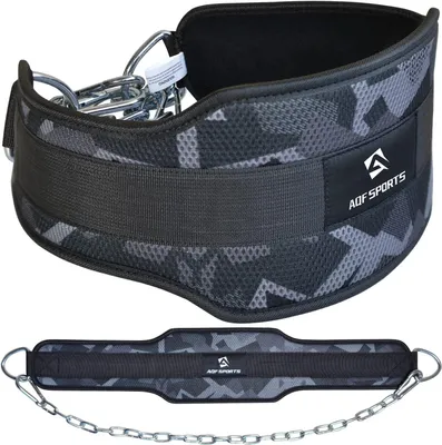 Image de Ceinture de musculation avec chaîne en acier - Accessoire de fitness en néoprène pour l'entraînement de la force