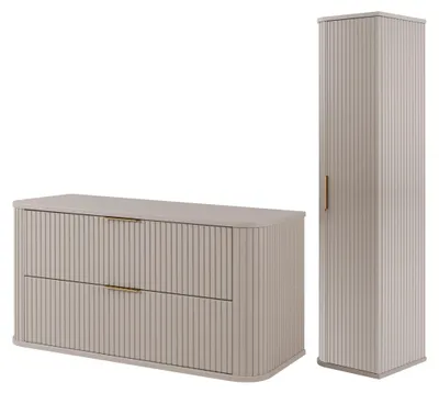Produktbild von Badmöbel-Set mit Platte und Hochschrank, Kaschmir, 100 x 52 x 42 cm