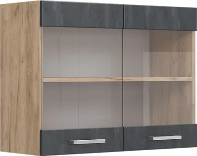 Produktbild von Küchenglasschrank Vicco R-Line Schwarz Beton 80 cm, Model 47539