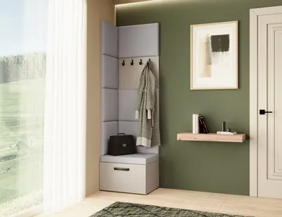 Produktbild von Garderobe MARGARET V, Farbe: Kaschmir+Jasmine90 mit gepolsterten Paneelen und Kleiderhaken