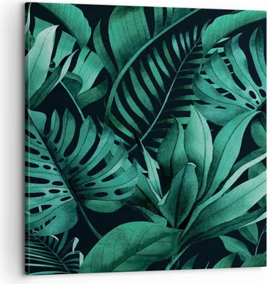 Produktbild von Bild auf Leinwand - Leinwandbild - Einteilig - Blätter Grafiken Monstera - 60x60cm - Wand Bild - Wanddeko - Wandbilder - Leinwanddruck - Bilder - Wanddekoration - Leinwand bilder - AC60x60-4886