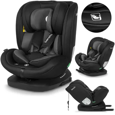 Zdjęcie produktu dla Lionelo Bastiaan i-Size fotelik samochodowy dla dzieci od urodzenia do 12 lat, od 0 kg do 36 kg, i-Size, Isofix + Top Tether - Czarno-szary