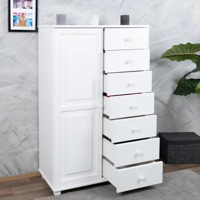 Produktbild von Kommode Kiefer massiv Vollholz weiß lackiert Junco 155 – Abmessung 140 x 90 x 42 cm