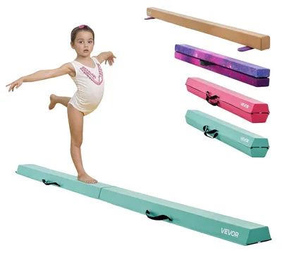 Produktbild von VEVOR 8FT Klapp-Balancebalken für Kinder, 90,7 KG stabile Unterstützung Gymnastik-Bodenbalken mit rutschfesten Matten, Gymnastik-Trainingsgerät mit rutschfester Unterseite und Tragetasche für das Home Gym, Pink, Minzgrün