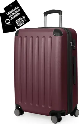 Produktbild von HAUPTSTADTKOFFER Spree - Reisekoffer 65cm erweiterbar + digitaler Gepäckanhänger Kofferschild, Hartschalen-Koffer Hardcase Luggage ABS -TSA - 74L ,Dunkelrot