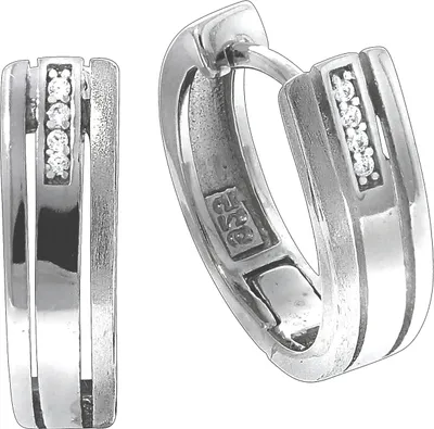 Produktbild von F Klappcreolen 925/- Sterling Silber 1,8cm weiß Zirkonia weiß 025210035