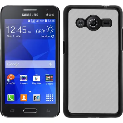 Produktbild von PhoneNatic Case kompatibel mit Samsung Galaxy Core 2 - Hülle weiß Carbonoptik Hard-case + 2 Schutzfolien