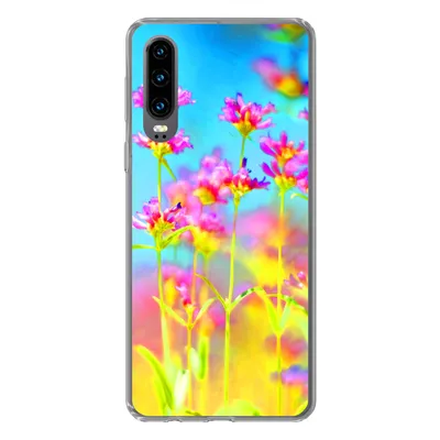 Produktbild von MuchoWow® Handyhülle Schutzhülle Hülle für Huawei P30 Blumen - Kunst - Psychedelisch Silikon Softcase Handy Hülle - Kartenbesitzer