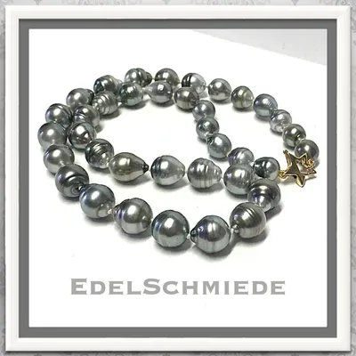 Produktbild von Edelschmiede925 naturfarb. Tahitiperlenkette mit 585 Sternschließe