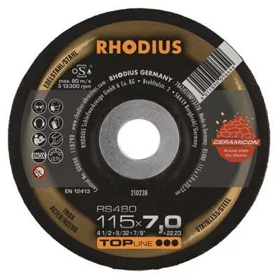 Zdjęcie produktu dla Tarcza do szlifowania zgrubnego Rhodius RS480 230 x 7,0 mm Inox (10 szt.)