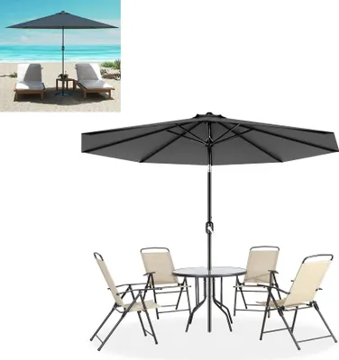 Produktbild von XINZI Sonnenschirm Terrassenschirm Ampelschirm Strandschirm mit Handkurbel Nicht neigbarer Gartenschirm, 350cm Dunkelgrau(ohne LED)