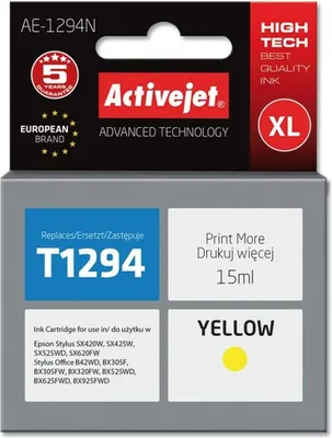 Produktbild von Activejet AE-1294N Tintenpatrone (Ersatz für Epson T1294; Höchst; 15 ml; gelb)