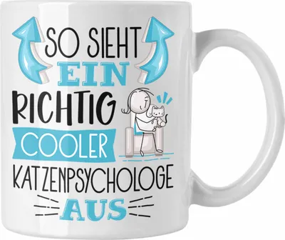 Produktbild von Trendation - Katzenpsychologe Tasse So Sieht Ein Richtig Cooler Katzenpsychologe Aus Geschenk Lustiger Spruch Geschenkidee (Weiß)