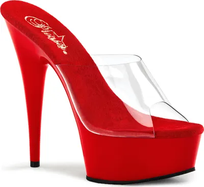 Produktbild von DELIGHT-601 Damen Slipper von Pleaser, Transparent Rot , EU 35, US 5